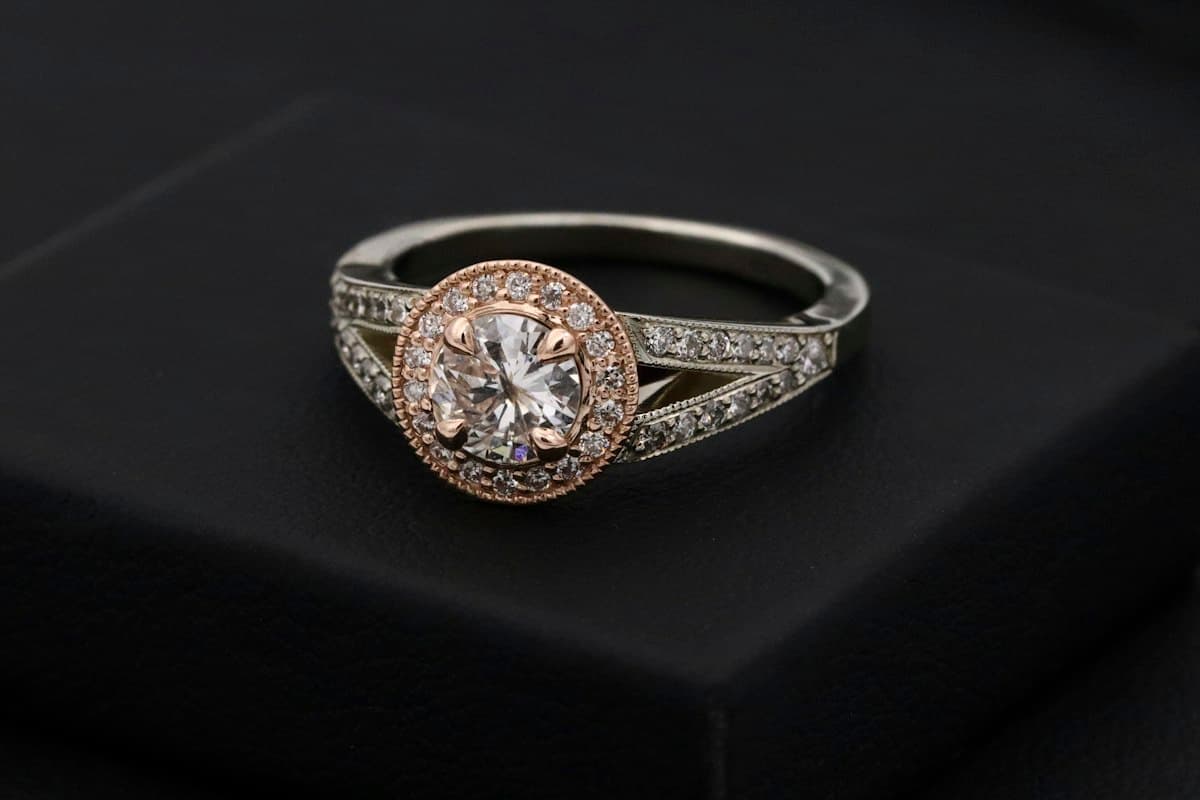 Diamond ring phone photo before jewelry retouch